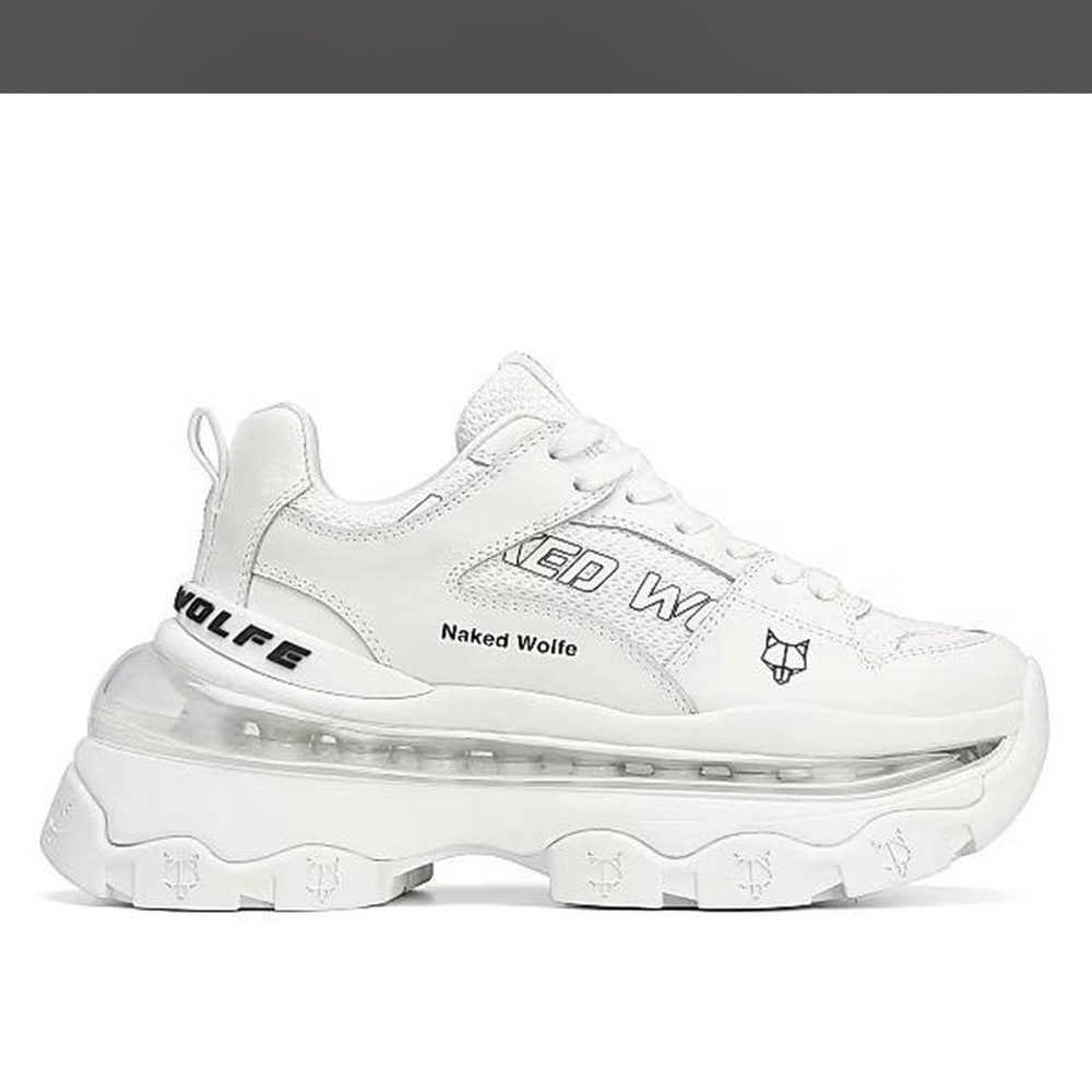 Naked Wolfe White leather Fierce Platform Sneakers, size 7.5